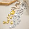 Personalized Fashion Round Pendant Long Women's Necklace Earrings Geometric Smooth CCB Jewelry Set