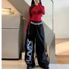 Amerikanische Freizeit-Jogginghose mit Jazz-Print und Strasssteinen: Hip-Hop-Tanzhose mit weitem Bein
