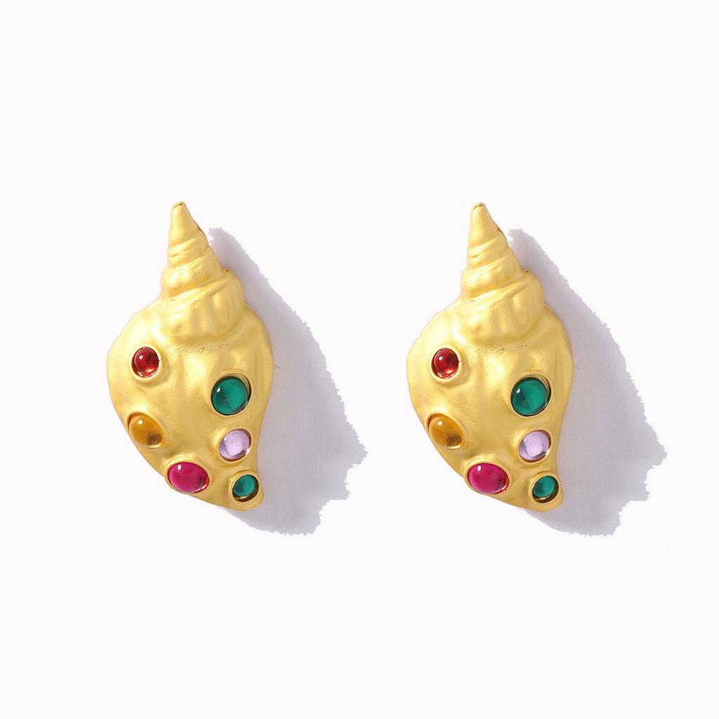 Hot-selling summer new personalized diamond court style niche conch stud earrings, exaggerated retro women's earrings