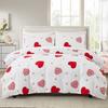 3 Pieces Bedding Set With Zipper Closure Red Heart Duvet Cover Queen Love Heart Pattern White Comforter Covers Set Cute Print