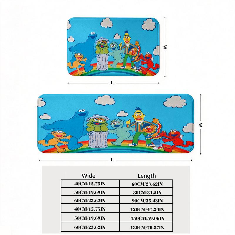 Sesame Street2 Flannel Kitchen Mat Christmas Soft Area Rug Non Slip Floor Carpet Home Decoration