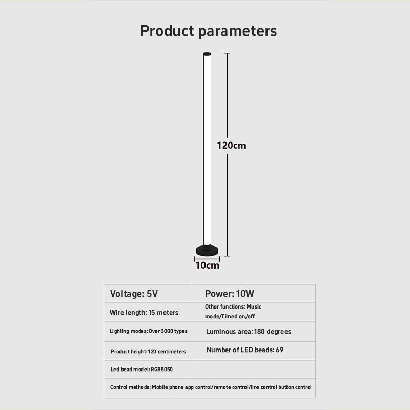 1/2pcs Intelligent Rgb Floor Lamp App Control Music Synchronized Corner Lighting Room Decoration Standing Lights