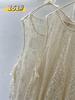 Mori Girl Embroidered Lace-Up Mesh Vest Dress