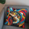 2D Colorful Fish Design Throw Pillow Cover Pattern Cushion Cover Suitable For Sofa Bedroom Car Pillow Cover