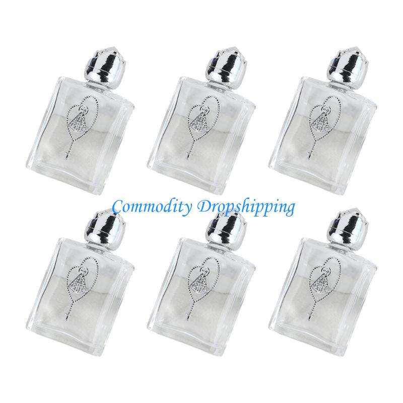 

Y5JC 6pcs Glass Holier Water Bottles Portability Leakproofs Design Christian Decors Gift