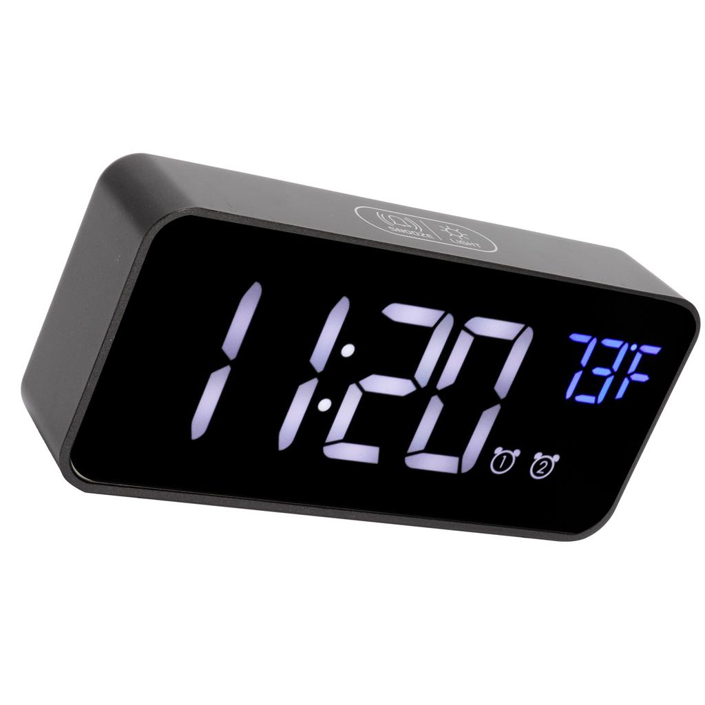 LED Digital Alarm Clock Thermometer with Snooze USB Charging Bedroom Office DecorationBlack