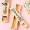 Wooden Pick-Up Sticks Game with Box Kids Adults Interactive Classic Board Game Brain Teaser Educational Long Bamboo Stick Picking Desk Toy