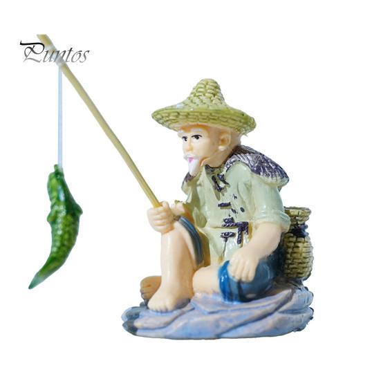 

Рыболовная фигурка для аквариума, песчаник, рыбак, миниатюрный пейзаж, винтажное дзен-украшение для аквариума, сада, домашнего аквариума разноцветный