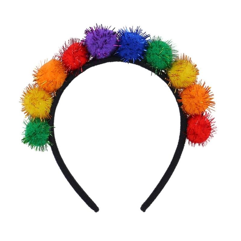 Colorful Mardi Gras Headband Features Green Yellow Colorful Charm Headwear for Prom and Party Comfortable