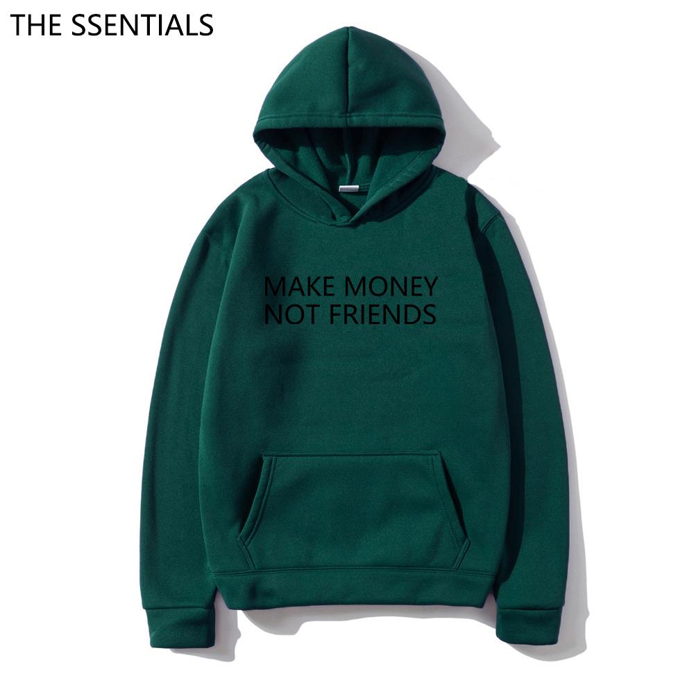 MAKE MONEY NOT FRIENDS Hoodie Fashion Unisex Letter Print Hooded Pullover Sudadera Unisex Streetwear Sweatshirts Hoody Tops Clothes
