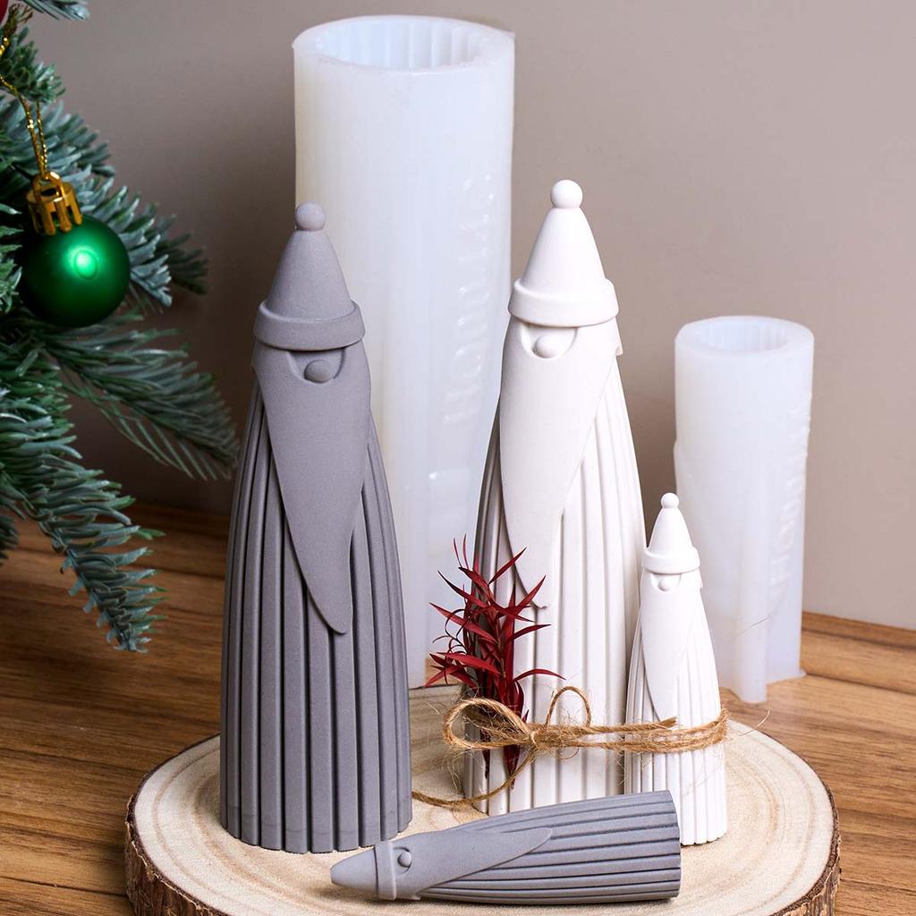 Faceless Santa Claus Silicone Candle Mold DIY Christmas Ornament Crafts Making Aromath Soap Plaster Resin Clay Molds Home Decor