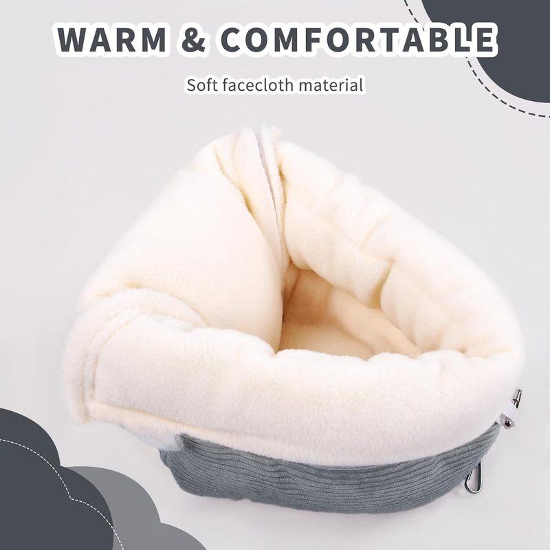 Winter warm birdhouse and bird bed, with soft plush hanging hammock and small house tent, hidden nest
