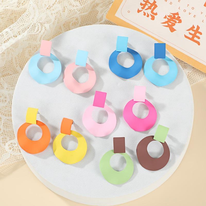 Dopamine Geometric Irregular Circle Earrings Female Japan Korean Simple Personality Earrings Artistic Fashion Jewlery