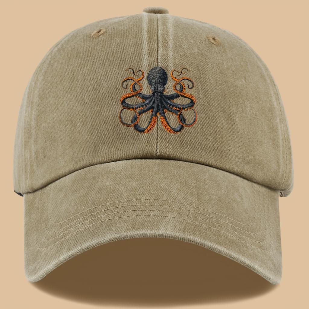 1pc Whimsical Octopus Print Vintage Truck Hat  Retro Outdoor Baseball Cap Adjustable Size Breathable Design