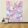 Anime Girl Pink Tapestry Flat Print Cartoon Art Wall Hanging Dome Home Decor for Living Room Bedroom Dorm Perfect Gift
