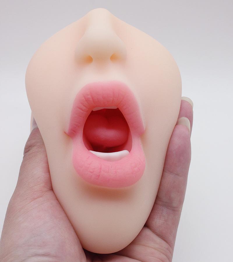 Realistic Human Face Cup - Deep Throat Oral Stimulation Device for Men - Solid Inverted Model Masturbator - Adult Erotic Pleasure Product