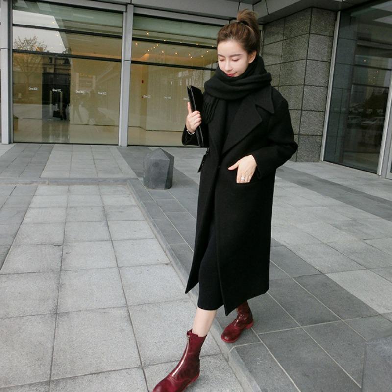 Autumn and Winter Mid-length Woolen Windbreaker Women's Slimming Over-the-knee Coat Coat