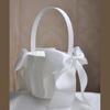 Romance Wedding Ceremony Flower Basket Flower Girl Basket with Satined Wrapped Easy Hold Handle Flower Holder for Bride