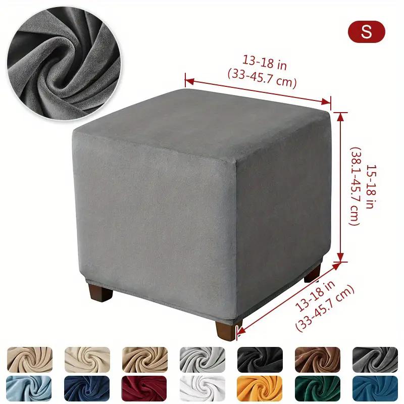 Premium 1PC Soft Velvet Ottoman Stool Cover Stretch Square Footstool Covers Living Room All-inclusive Footrest Slipcovers housse de pouf