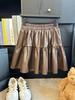 Retro Korean High-Waist Leather A-Line Mini Skirt - Petite, Slimming, Pleated Design for Autumn