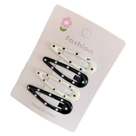 

4Pcs Girl Hairpins Metal Base Dot Print Rectangle Star Heart Shape Hair Pins Small Size Fixation Invisible Hair Clips Hair Accessories B