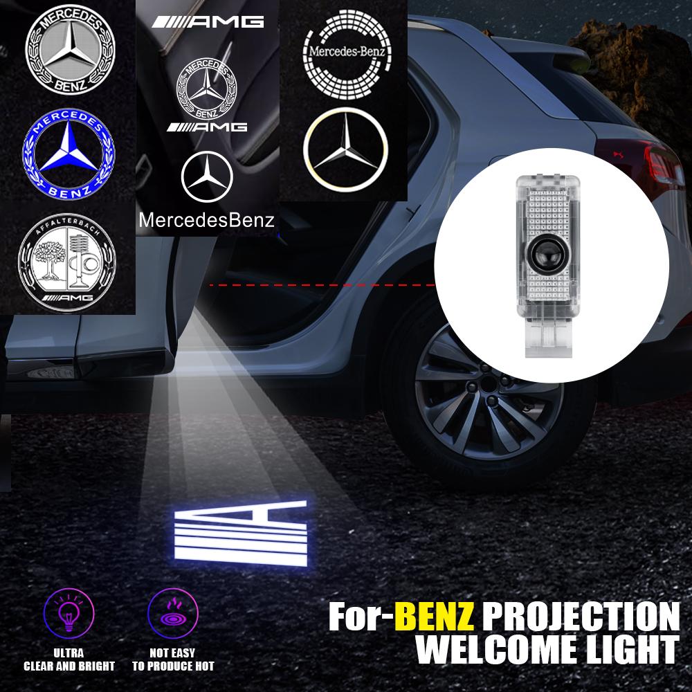 2Pcs For Mercedes Benz AMG C CLK SLK SLR Class Maybach W240 W203 R171 R172 C199 Car LED Door Welcome Lights HD Projector Lamp
