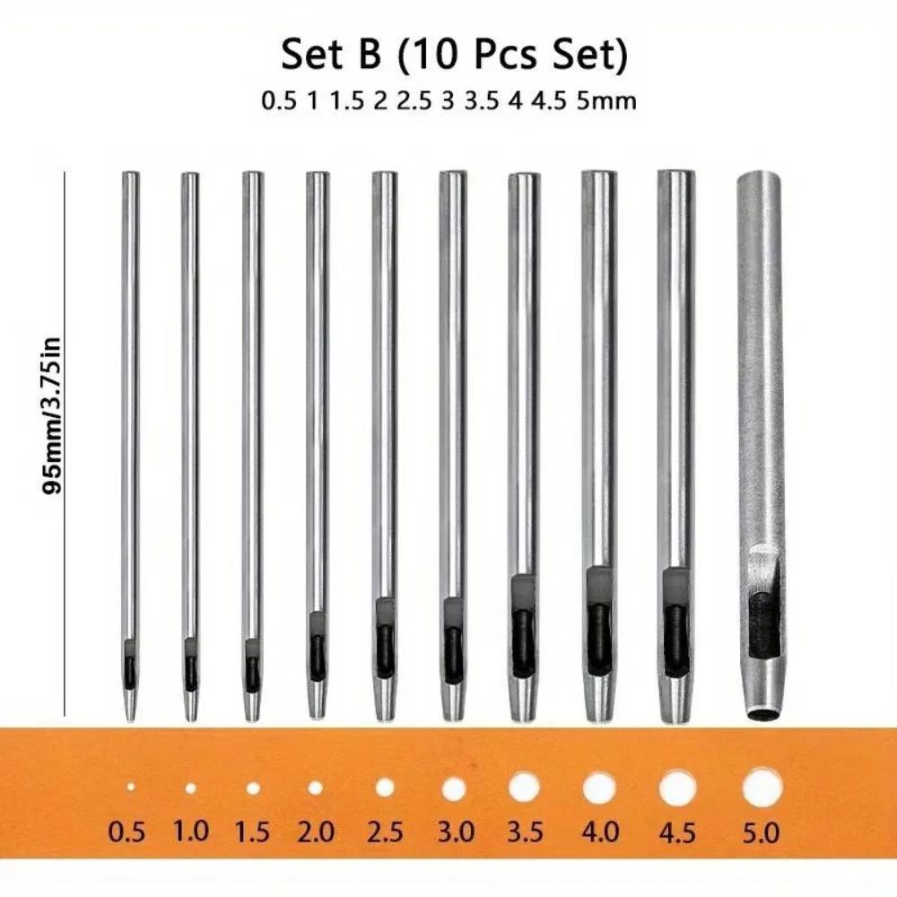 6pcs Leather Hole Punching Tools Steel Hollow Round Hole Puncher - Sharp, Durable Round Cutters for Watch Bands, Belts, Paper