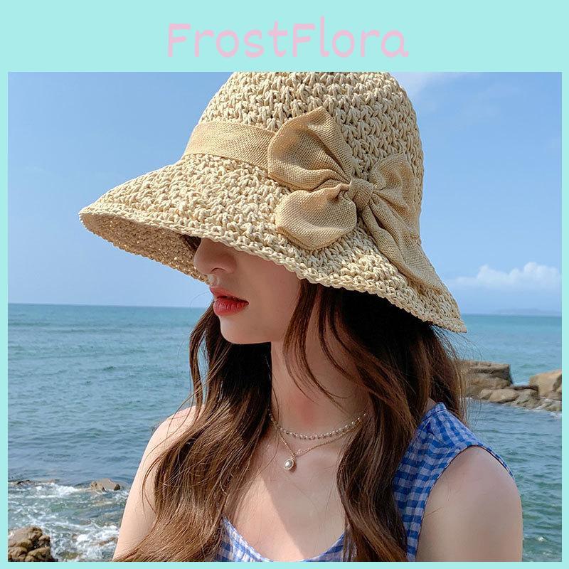Versatile Women's Straw Hat Wide Brim For Sun Protection With Elegant Bow Knot
