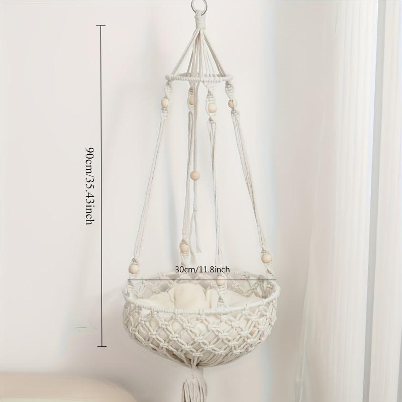 1pcs Bohemian Handwoven Cotton Rope Cat Hammock - Hanging Rattan Bed for Indoor Cats  Pet Basket with Macrame Design