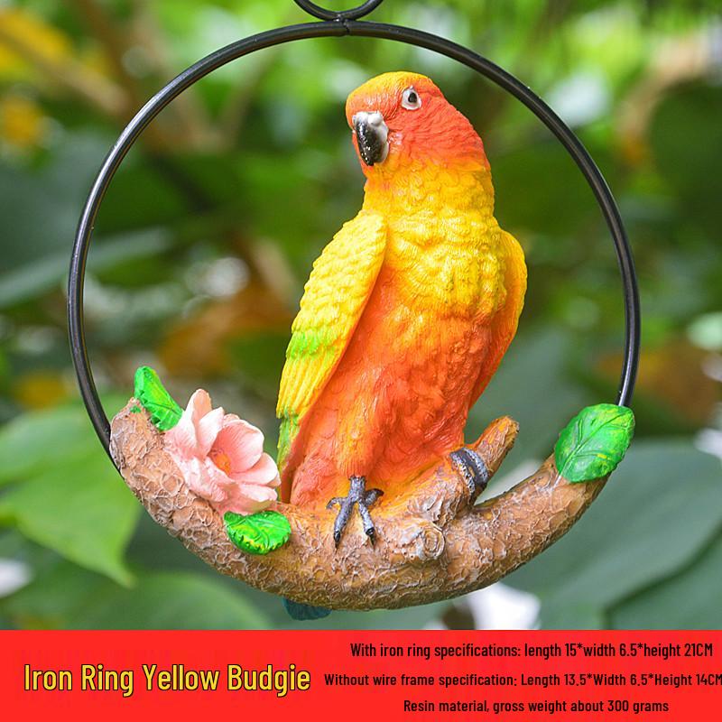 Parrot Series Wall-mounted Resin Bird Figurines - Hanging Ornaments Scene Miniatures