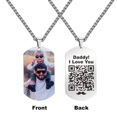 Personalisierte Gravur Name Bild Halskette Edelstahl Benutzerdefinierte Foto Halskette Anhänger Für Frauen Mann Geschenk