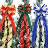 Fabric Beautiful Large Bow For Christmas Tree Topper In Silver Blue Color Option