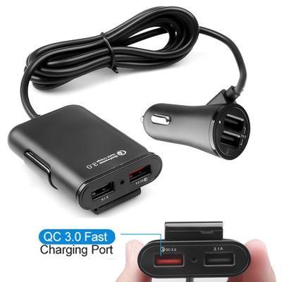 QC3.0 5,6 ft Verlängerungskabel 4-Port USB Autoladegerät zum Schnellladen für iPhone und Xiaomi Handy Dashcam