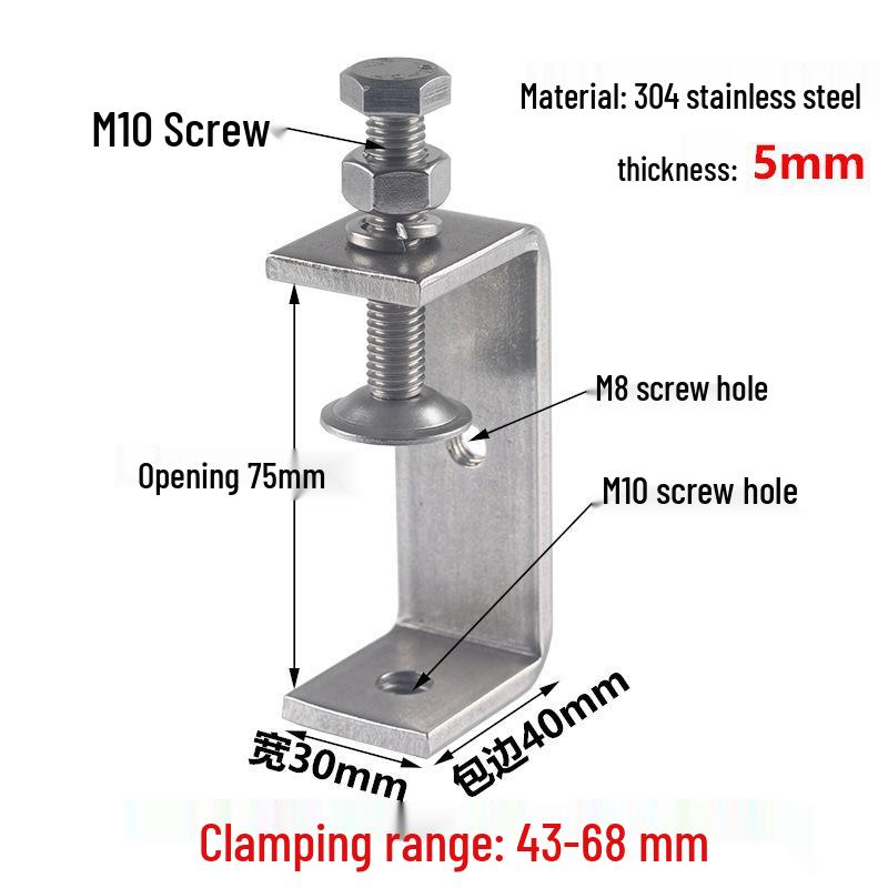 304 Stainless Steel Tiger C-Clamp U-Shaped Fixture with Hand-Tightened Eyebolt