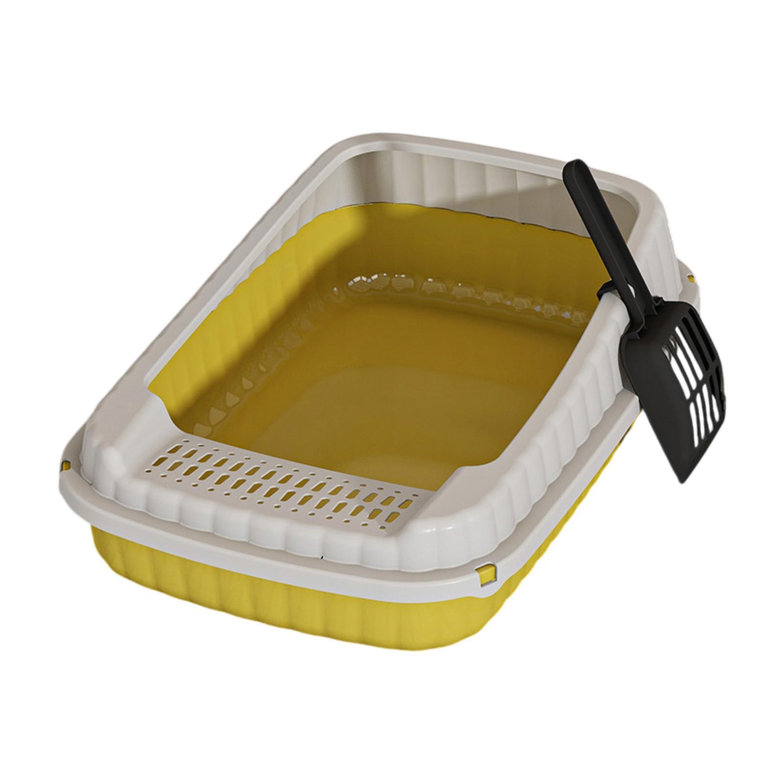 

Cat Litter Box with Open Top Portable PP Material Sand Container Detachable Easy Clean for Small Animal Enclosures Indoors жовтий