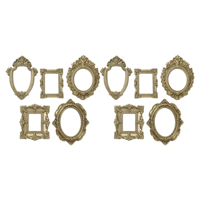 Mini Gold Picture Frame Victorian Resin Antique Photo Frame Tiny Baroques Ornate Frame DIY Manicure Display Wall Decors