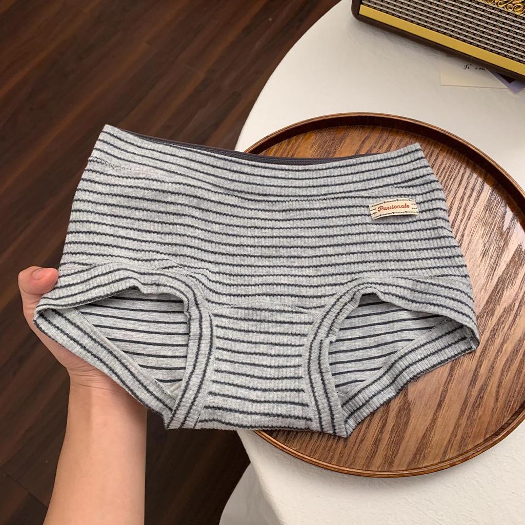 Women's Retro Stripe Low-Rise Cotton Antibacterial Boxer Briefs with Extended Crotch