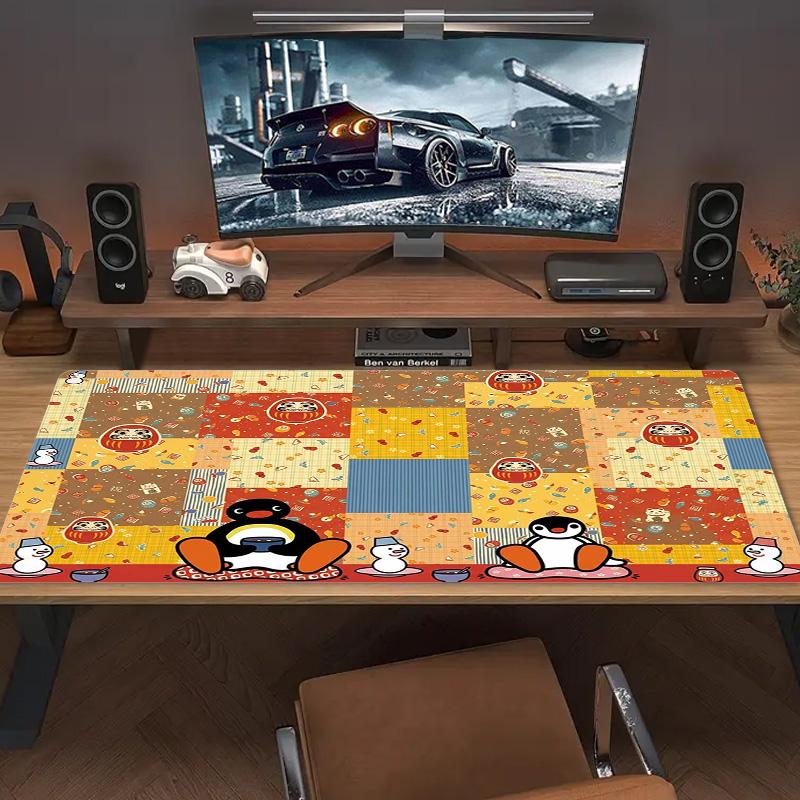 Pingu Cartoon Color Mouse Pad Large Gaming Table Cushion Non-slip Laptop Tablet Big Mousepad XXL Mat Mini PC Playmat With Lock edge
