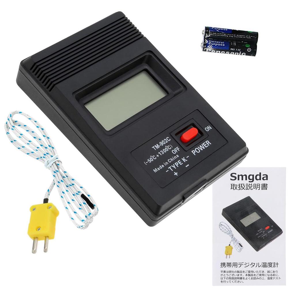 Smgda TM902C Digital Thermometer with Thermocouple Sensor and Thermocouple Probe for Liquid and Temperature Measurement K-Type Semi-Solid (Battery