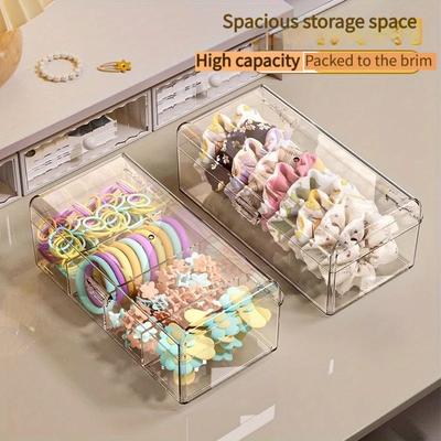 Transparent Plastic Hair Accessories Storage Box Lightweight Countertop Cosmetic Storage Box