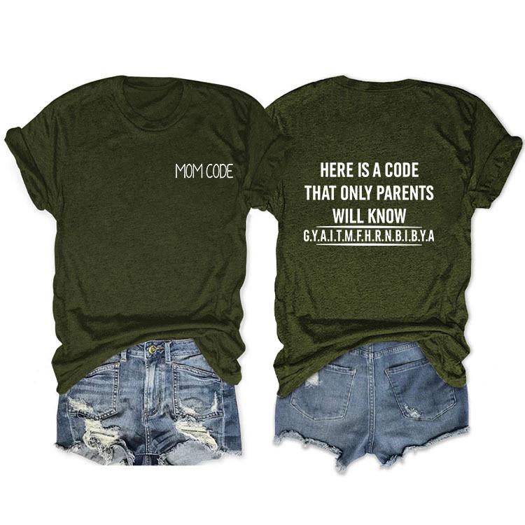 Fashion before and after here is a code letter print women's casual short sleeves