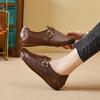 Leather Shoes for Women Spring/autumn New Soft Soled and Soft Faced Mom Pumps Retro Anti Slip and Breathable Leather Shoes Women