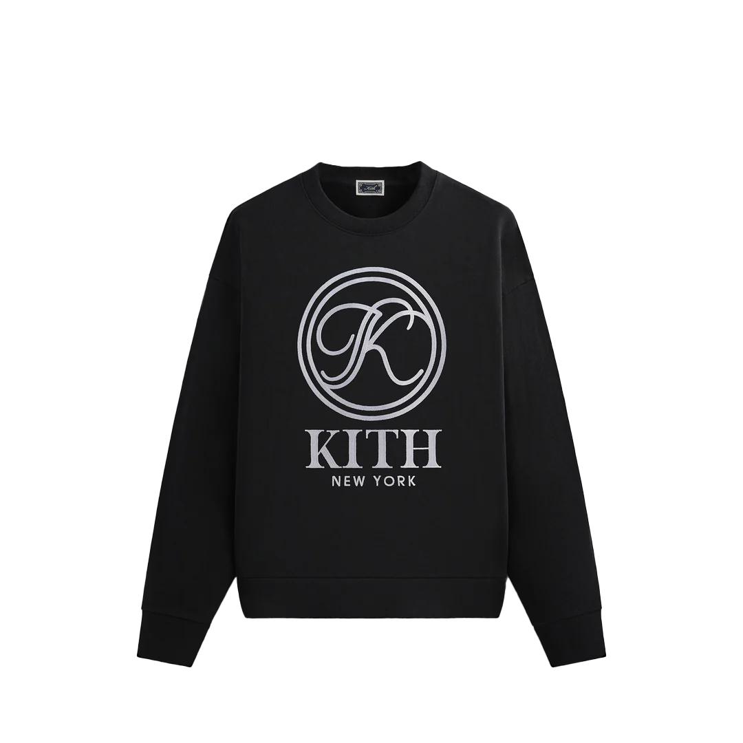 Kith Nelson Letter Design Pullover Comfortable Crew Neck Long Sleeve Sweatshirt Men sweatshirt Black KHM032349-001 M
