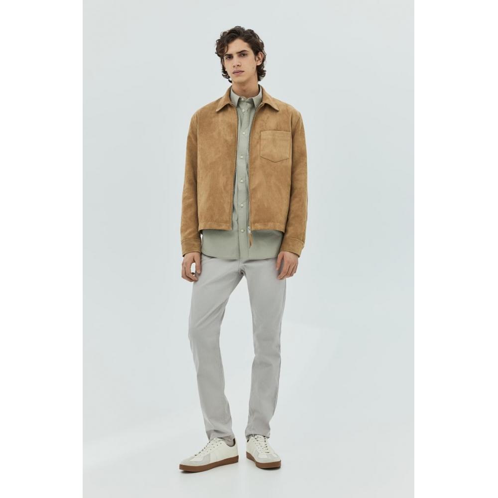 

Брюки HM Slim fit из хлопкового твила светло-серые 2830