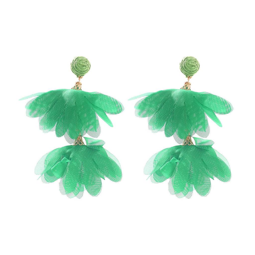 Handmade Colorful Geometric Tassel Petal Earrings: Trendy Floral Design for a European & American Style