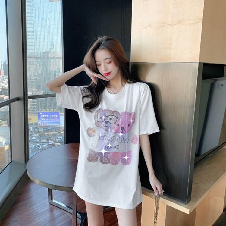 

Футболка Heavy Industry для женщин с инкрустацией бриллиантами, новая, большая, свободная, с короткими рукавами, летняя XL белый