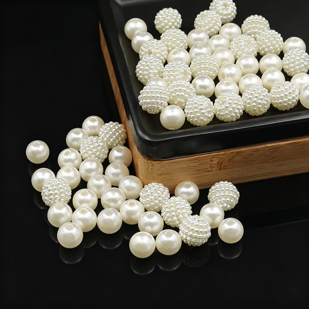 Precision Made White Cream ABS Plastic Pearls Loose Beads Bulk Supply Textured Berry Cluster for Boutique DIY Art Supply