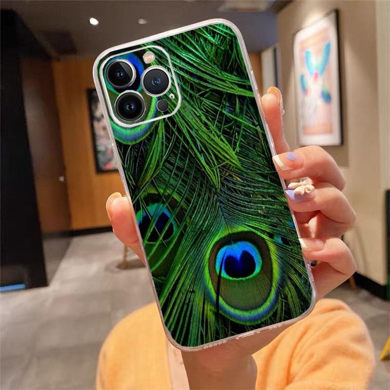 

Phone Case For iphone 17 Pro Max Air 16 15 14 13 Pro Max 15 16 Pro 15Plus Peacock Feathers iPhone 13ProMax