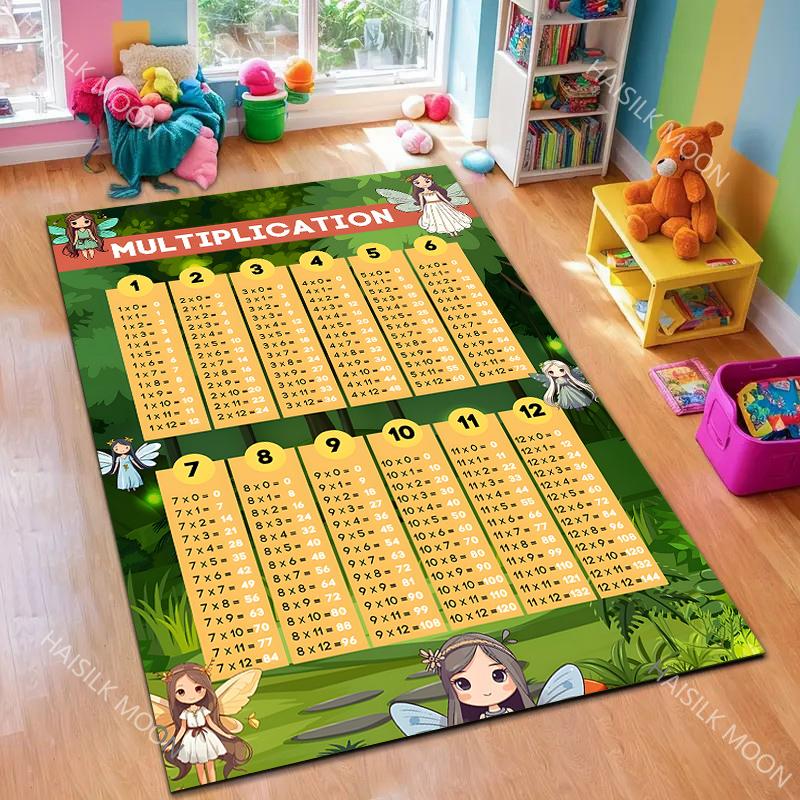 Einmal-Eins Teppich mit Aufdruck für Wohnzimmer, Schlafzimmer, Sofa, Heimdekoration, rutschfeste Bodenmatte, Aktivitätsteppich für Kinderzimmer