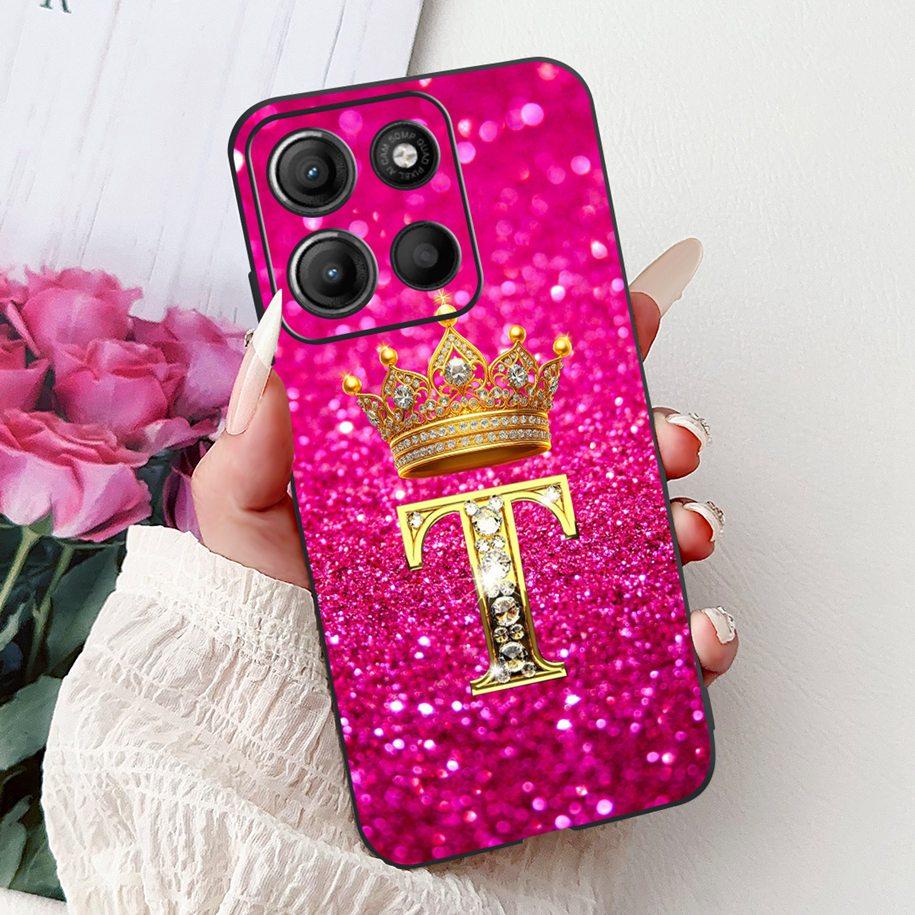 For Motorola Moto G15 Case MotoG15 Cover Luxury Crown Letters Soft Silicone Phone Case For Motorola Moto G75 5G G 75 G 15 Bumper